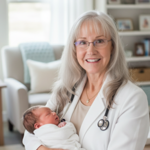 Dr Jimi Francis holding a newborn