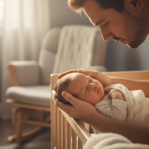 Dad and baby. Fathers support breastfeeding